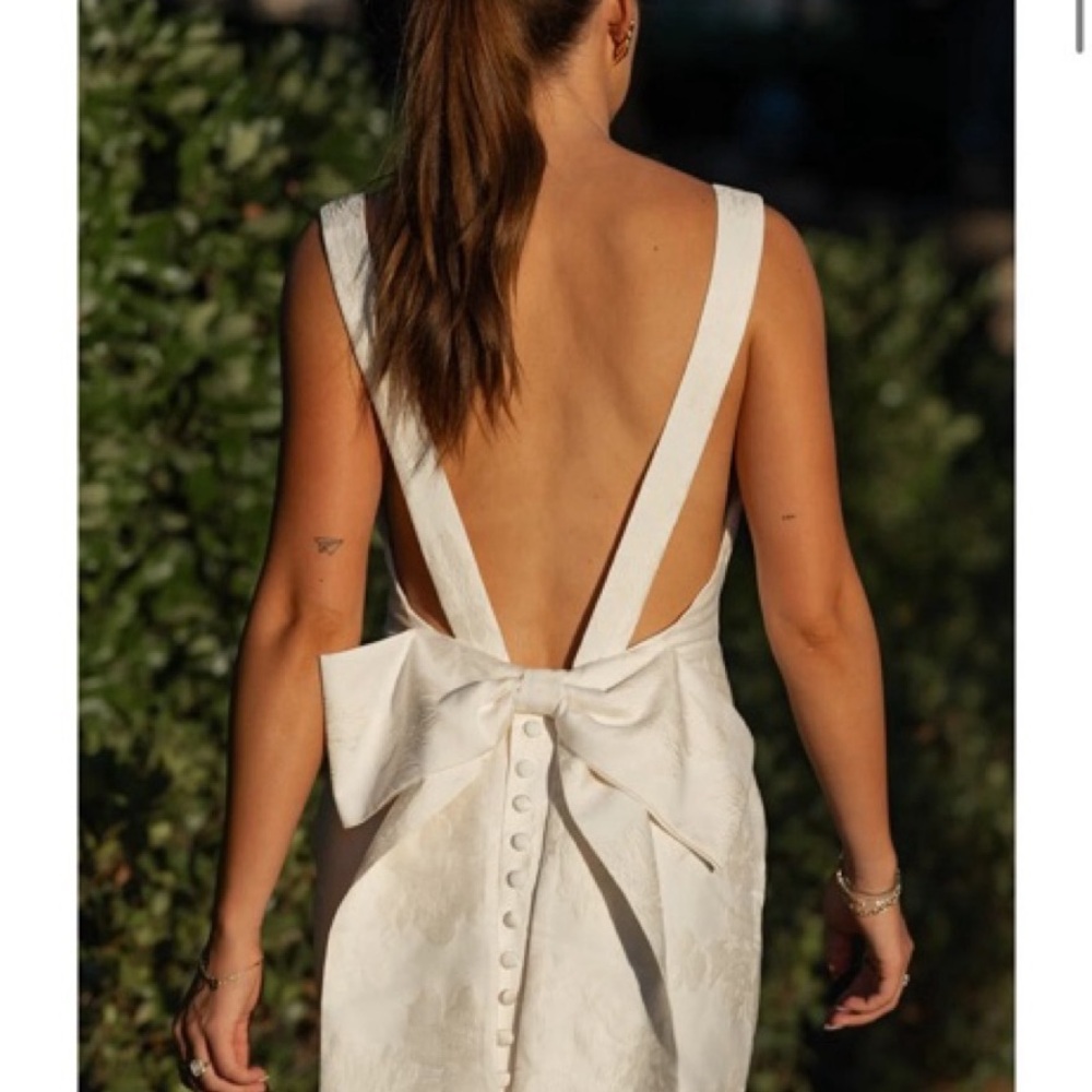 NWT Yllw the Label White Backless Bridal Dress with Bow